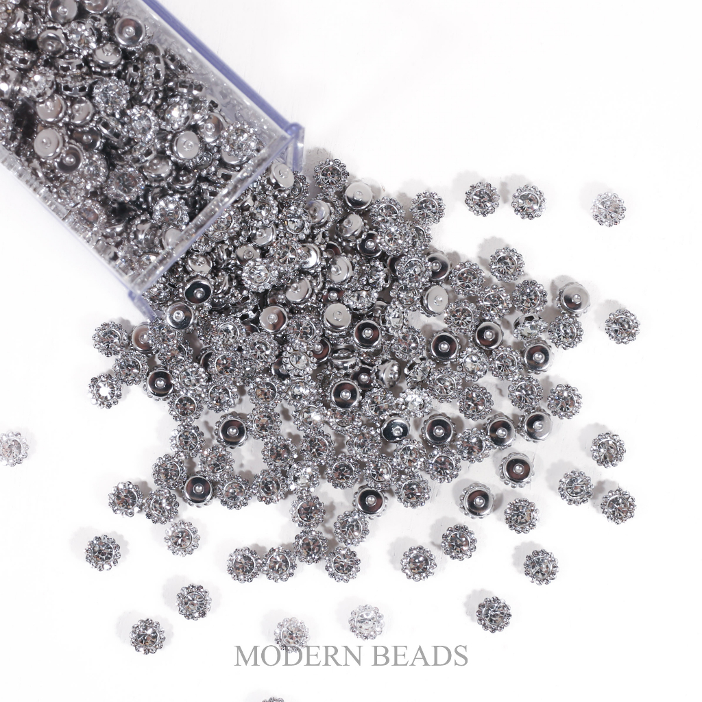 [250 pcs] 8mm Diamond Bunga Cangkang Putih Crystal 8mm , 250 pcs