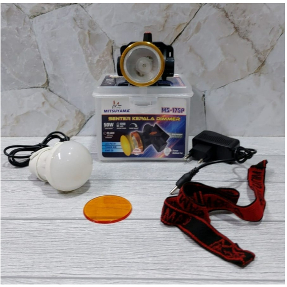 SENTER KEPALA MITSUYAMA MS 175P LED 50 WATT DIMMER BONUS BOHLAM 7 WATT// MS 175 TERLARIS