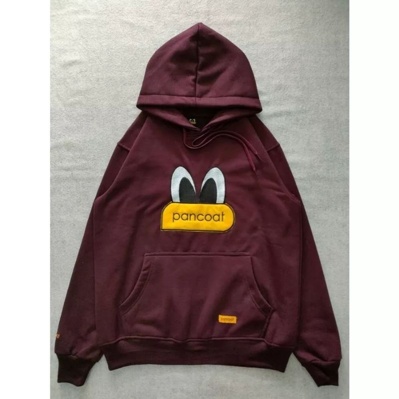 SWEATER HOODIE PANCOAT DUCK LOGO BORDIR - HOODIE PANCOAT TERBARU BAHAN FLEECE TEBAL PREMIUM SIZE M L