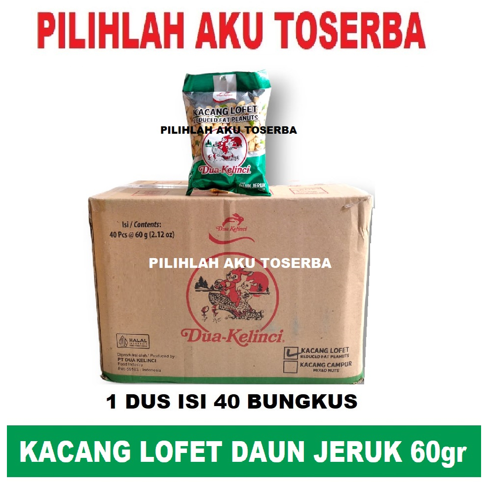 DUA KELINCI KACANG LOFET DAUN JERUK - ( HARGA 1 DUS ISI 40 BUNGKUS )