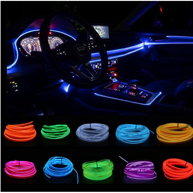 Lampu Strip Neon Dashboard Led Fleksibel Panjang 3M 5M Led Ambient Light Mobil Colok Lighter