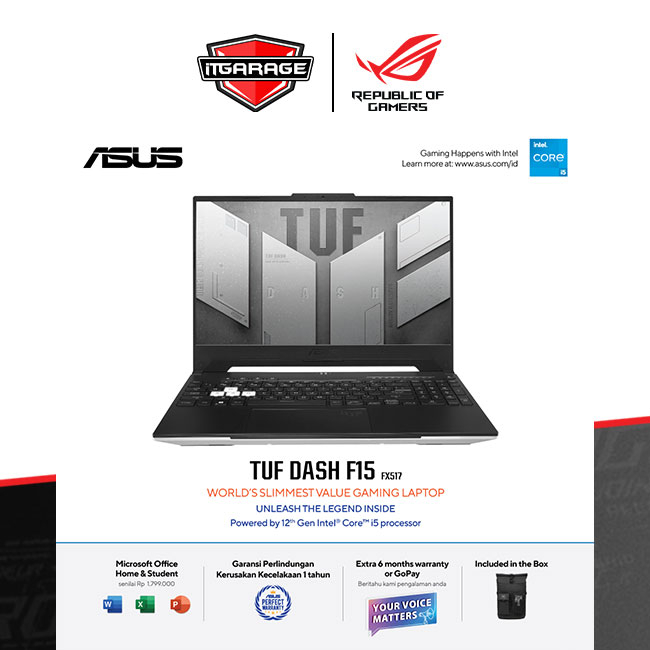 Asus Tuf Dash F15 FX517ZC-I535B6W-O|i5-12450H/8G/512G/RTX3050-4G