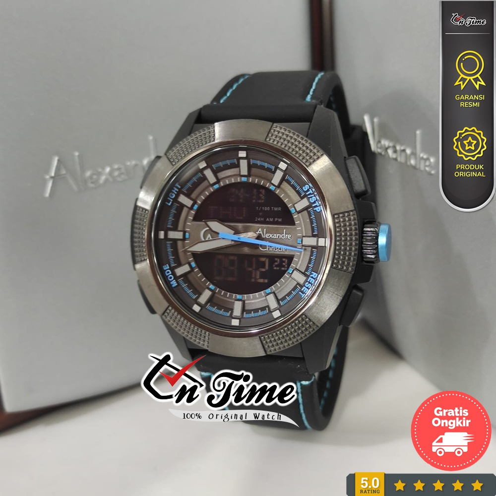 Jam Tangan Alexandre Christie Pria 9374 MH Digital Analog Original