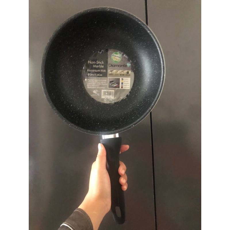 Diamante - Non Stick Marble Aluminum Wok Pan - Panci - Wajan - Penggorengan
