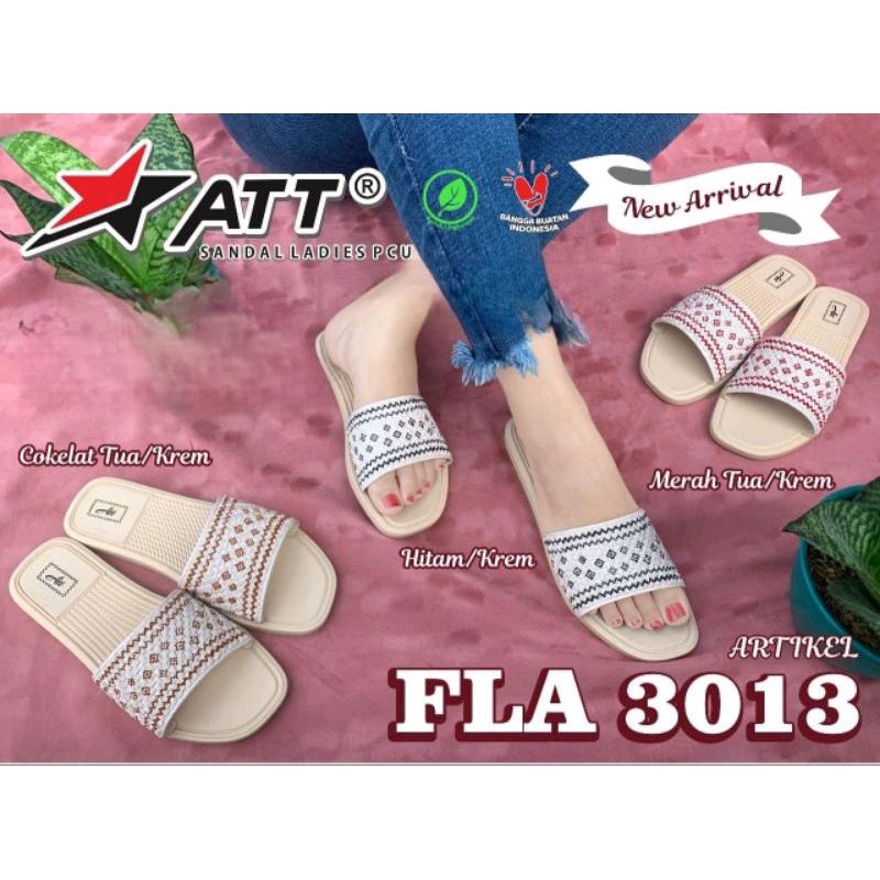 Sandal Slop Karet Wanita, Sandal Slop Flat ATT FLA 3013, 37-40