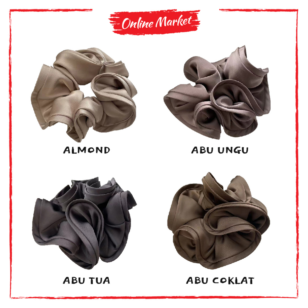 French Scrunchies ukuran JUMBO Elegant - Kunciran ikat rambut