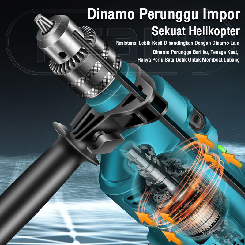 REAIM Mesin Bor 13mm Mesin Bor Impact Drill Listrik Bor beton Bor besi Bor Murah Laris Kualitas Mantap