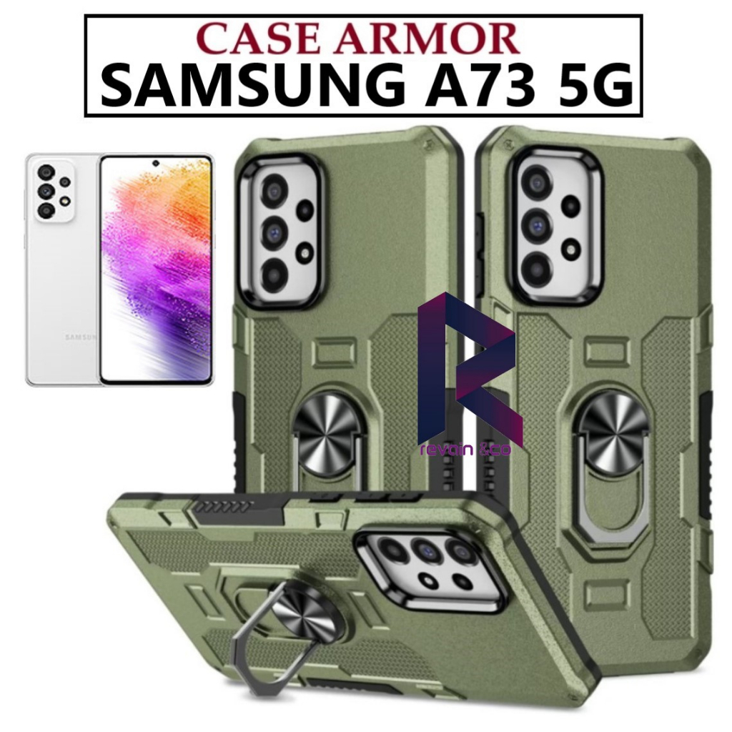 Case Armor SAMSUNG GALAXY A73 5G Iring Cincin Magnetic Kesing Hp Protect kamera Premium Hard Case Standing Robot Pelindung Kamera