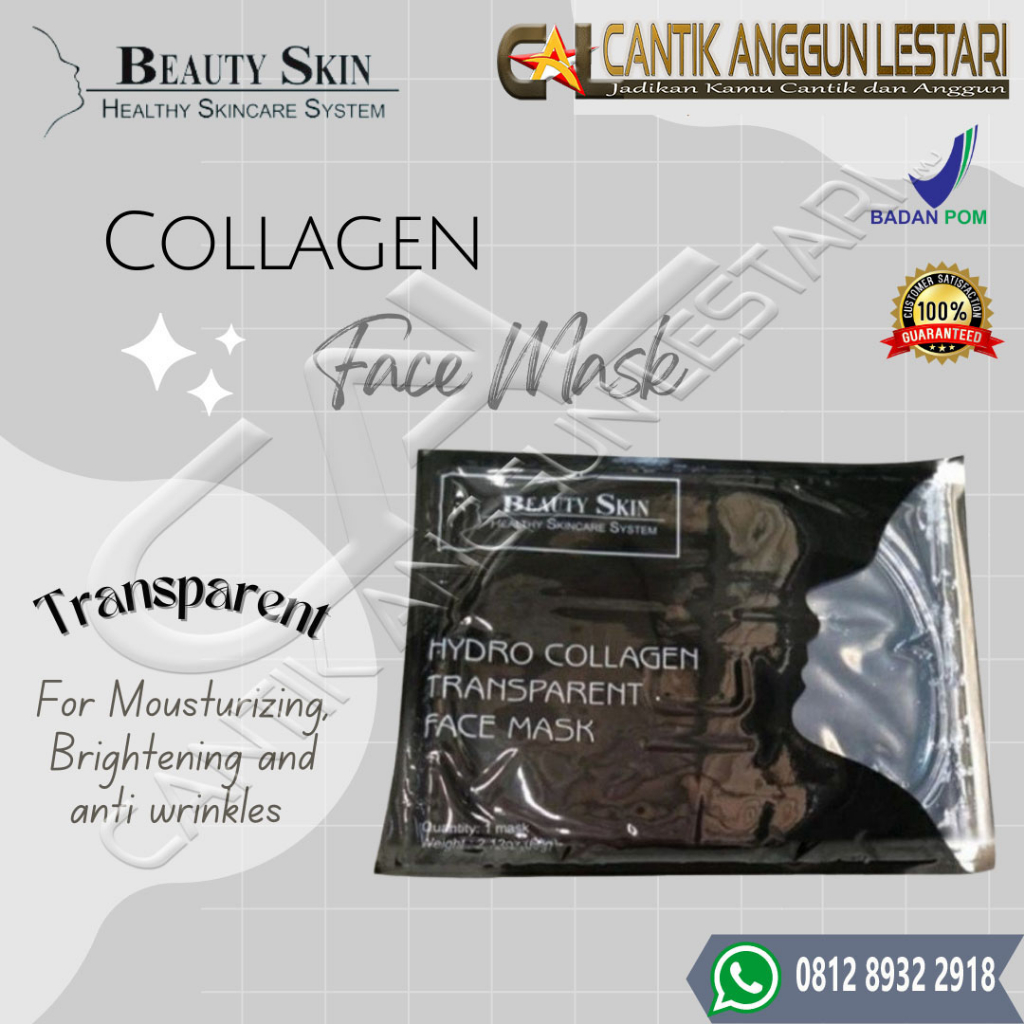 Masker Wajah TRANSPARANT BEAUTY SKIN COLLAGEN FACE MASK TRANSPARANT kolagen