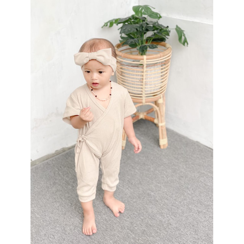 [12.12 SALE] Mioubaby Kimono Basic Free Headband / kimono bayi / jumper bayi / jumpsuit bayi / hadiah lahiran / baju anak perempuan / kimono anak / waffle knit / baju anak / jumper anak / jumper bayi / jumpsuit bayi