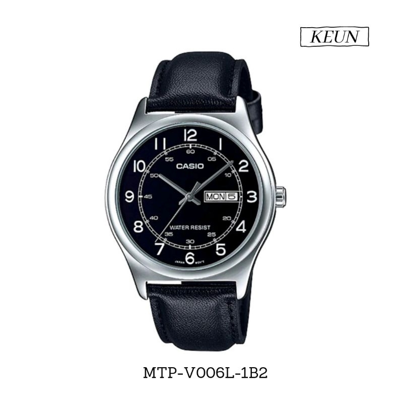 Casio MTP-V006L-1B2 // jam tangan pria - casio original - jam tangan leather //