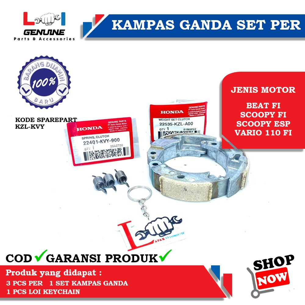 -LOI- KAMPAS KOPLING GANDA ORIGINAL BEAT FI, SCOOPY FI, VARIO 110 FI (STATER KASAR) KZL