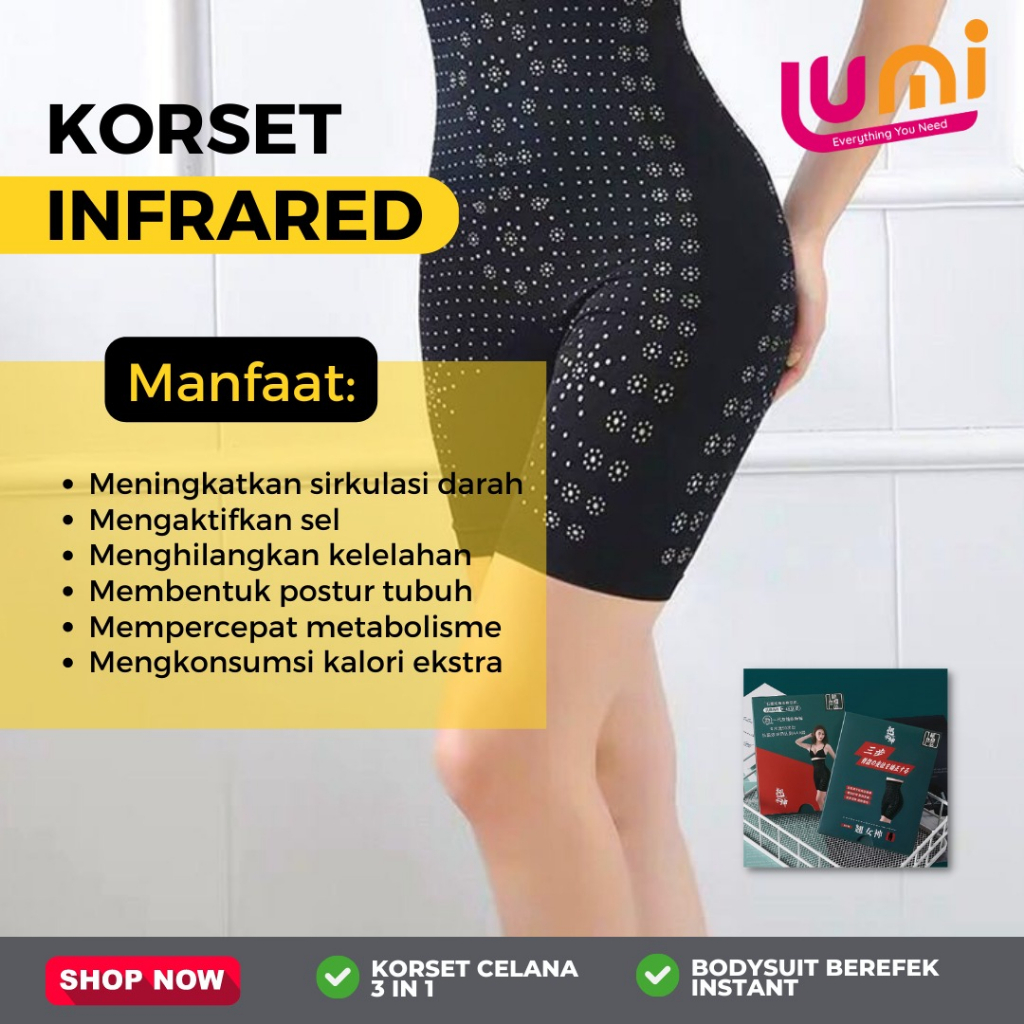 Korset Celana Infrared Pengencang Pinggang dan Pantat Pants InfraRed 3 in 1 Korset Stocking Pelangsing Perut Original