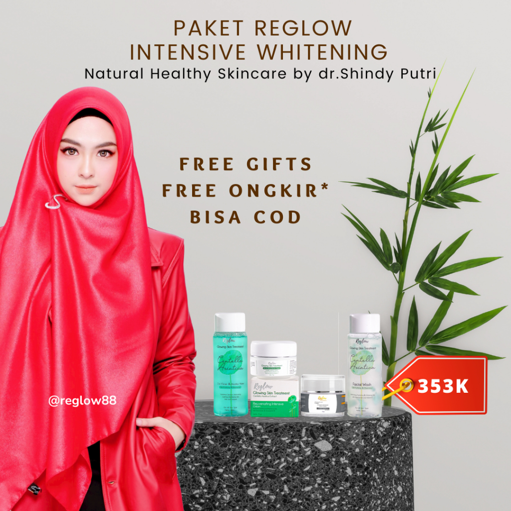 PAKET WHITENING REGLOW by DOKTER SHINDY PUTRI_KRIM GLOWING WHITENING_FACIAL WASH_SABUN MUKA_MICELLAR