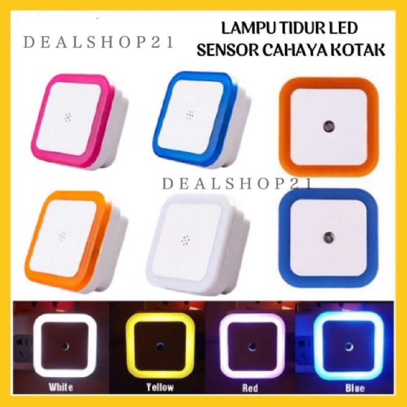 DEALSHOP21 | Lampu Tidur LED Otomatis Sensor Cahaya Colok Listrik Dinding Persegi Dekorasi Ruangan Night Lamp