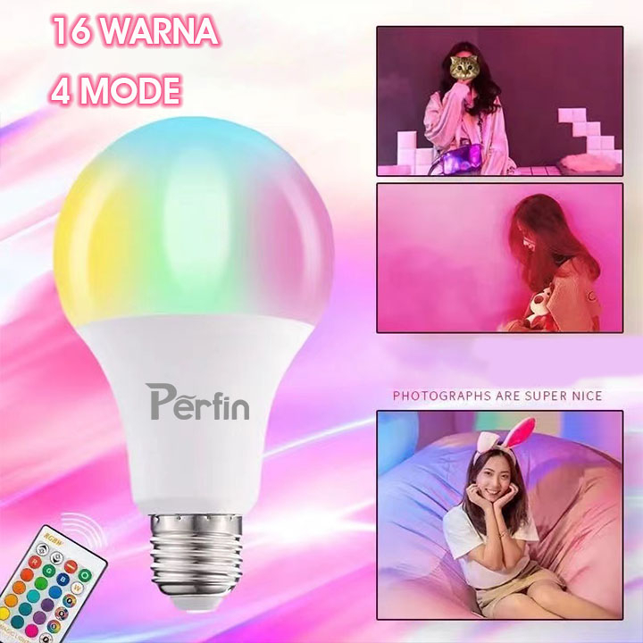Perfin PFLG02 Lampu Bohlam RGB Lampu Bohlam LED  Berubah Warna Dengan Remote Control 10Watt