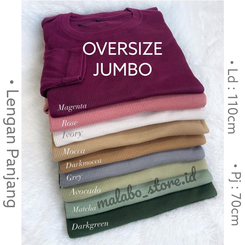 LD 110 Kaos Oversize JUMBO - Semi Knitwear Atasan Wanita Lengan Panjang Polos Warna Basic Terbaru