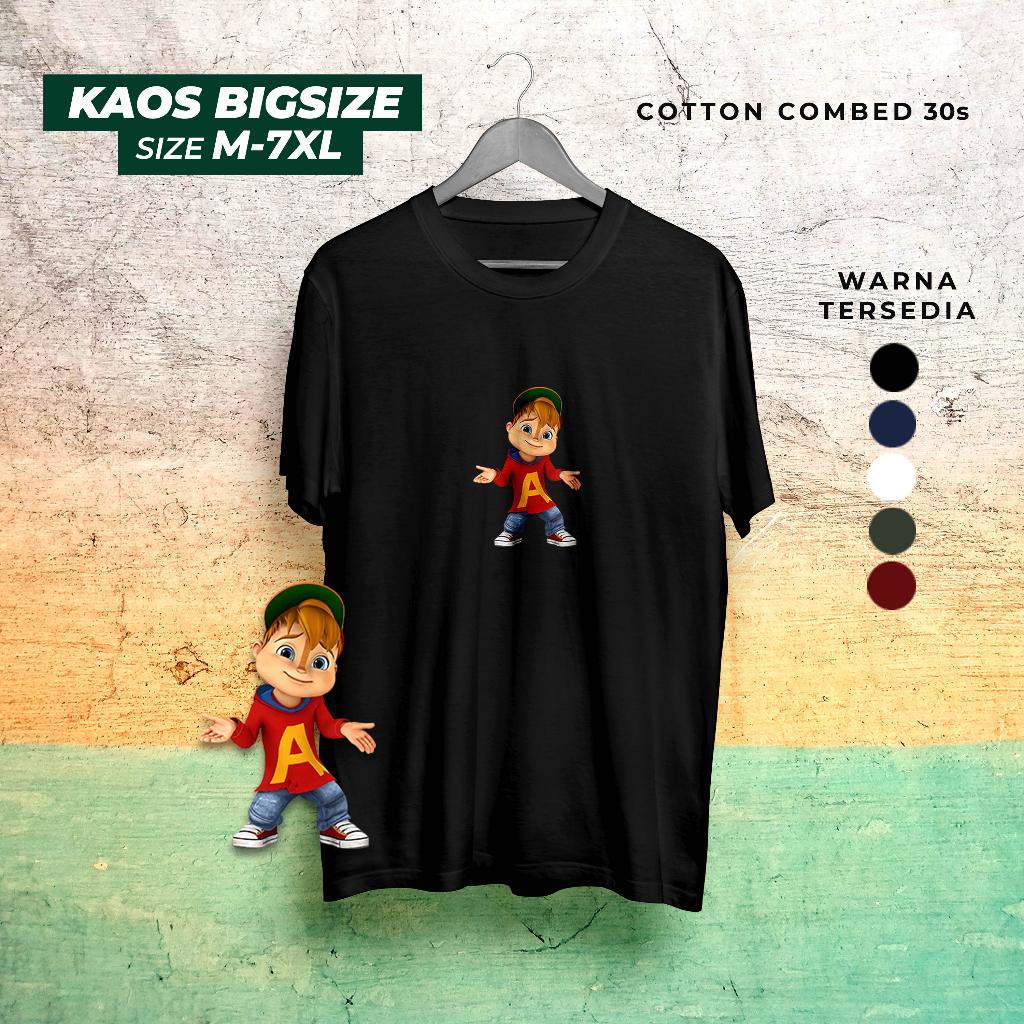 Kaos Jumbo Pria Wanita Big size Lengan Pendek XXL XXXL 4XL 5XL Chipmunk