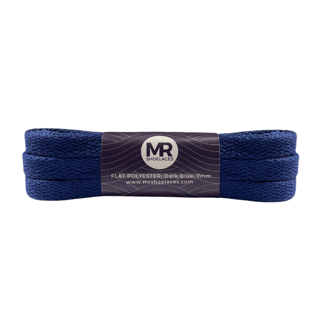 MR Shoelaces FP17 Dark Blue (Biru) Tali Sepatu Polyester Pipih Flat 7mm 80cm 90cm 100cm 120cm 130cm 150cm 180cm 200cm untuk Sneakers - Premium Shoelace