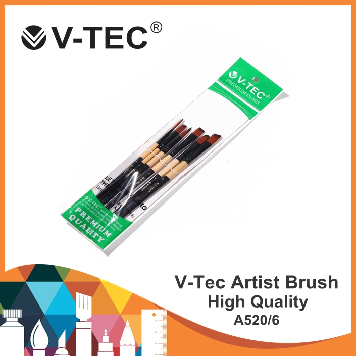 

V-Tec Artist Brushes A520/6 Premium Class / Kuas Lukis VTec / Kuas Lukis / V-Tec A520/6