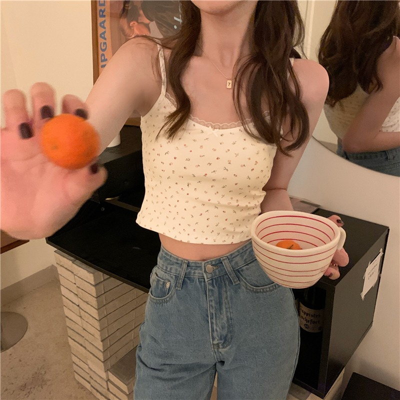 V-neck Tanpa Lengan Knit All Match Top Lace Vest