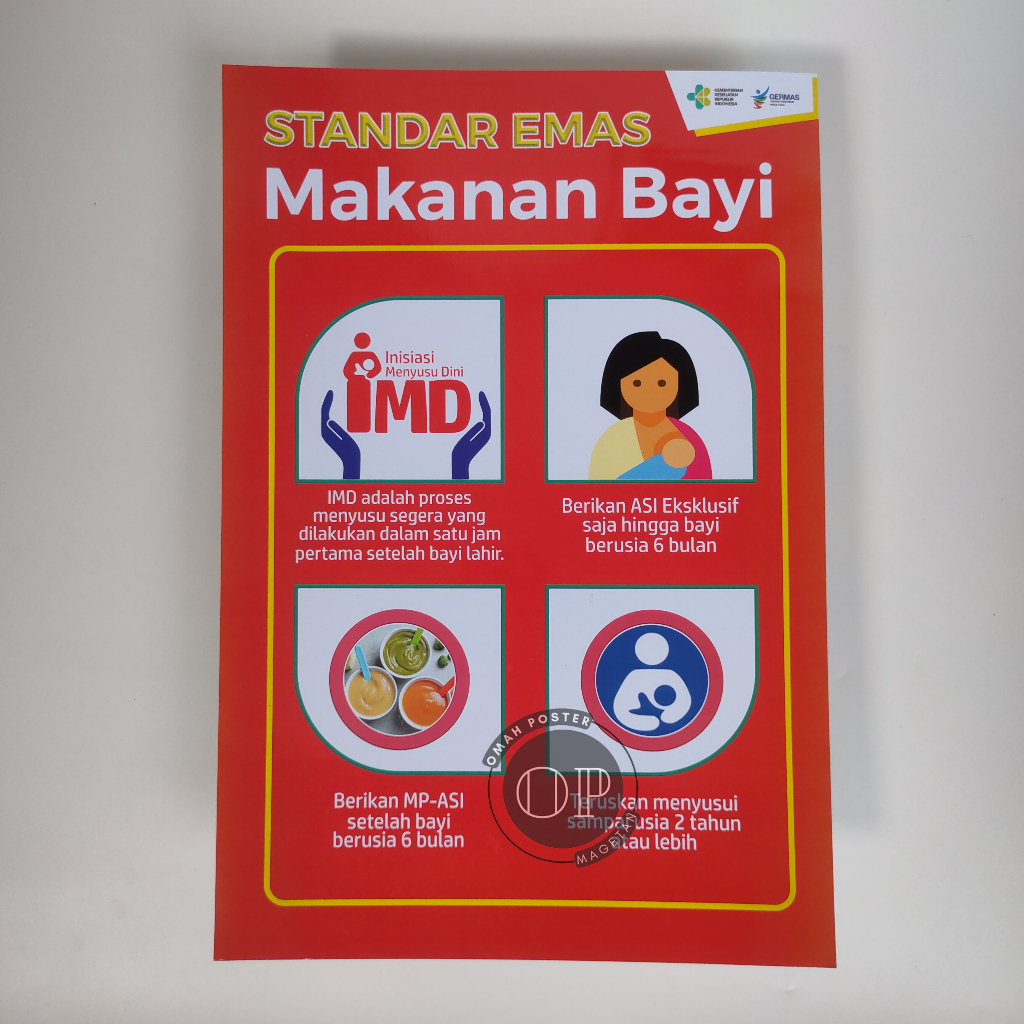 

Poster Standar Emas Makanan Bayi - Poster Gizi Balita - Poster Kesehatan - Poster PMBA