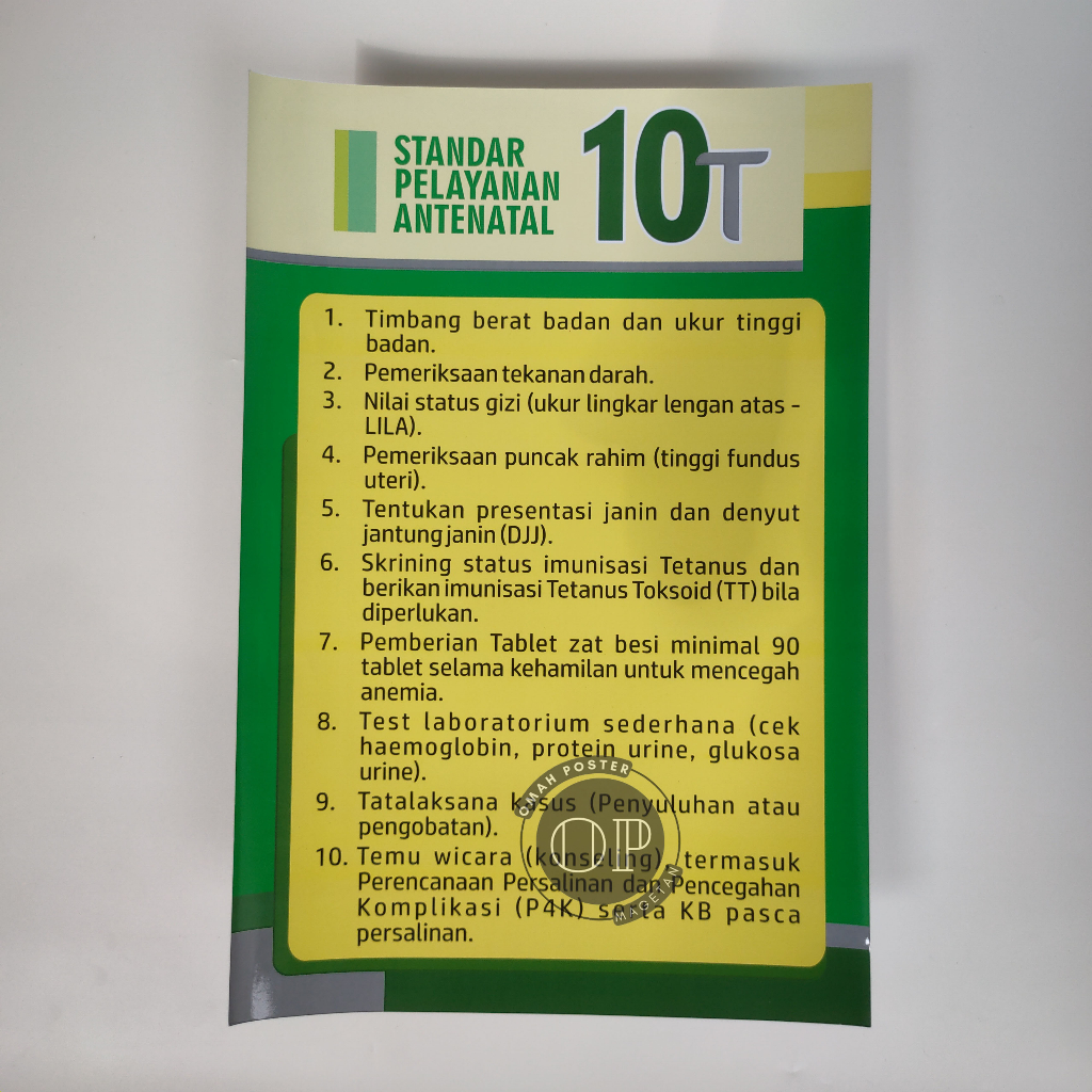 Poster Pemeriksaan Antenatal 10 T - Poster kebidanan - Laminating glossy