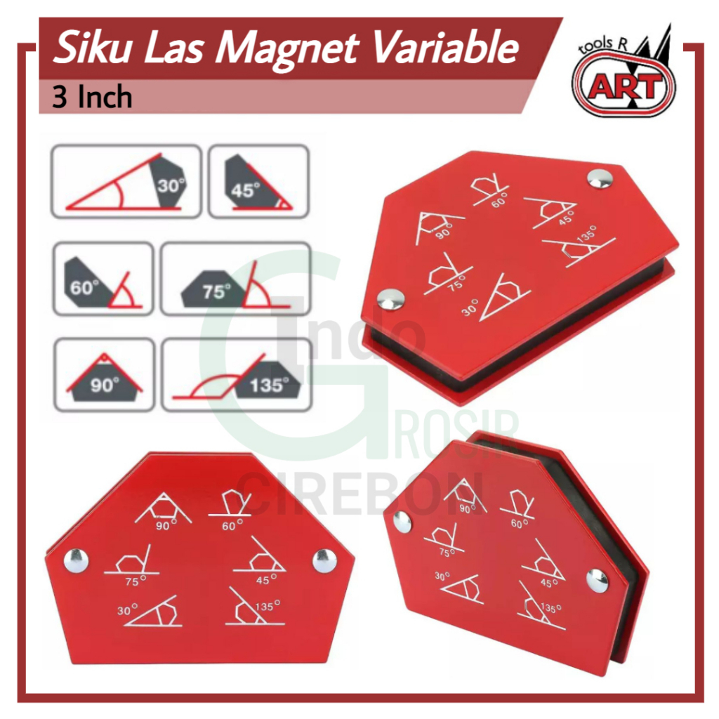 ART Siku Las Magnet Variable 3&quot; 6 Sudut Besi Las 3 Inch 25LBS Variable Angle Magnetic Welding Holder