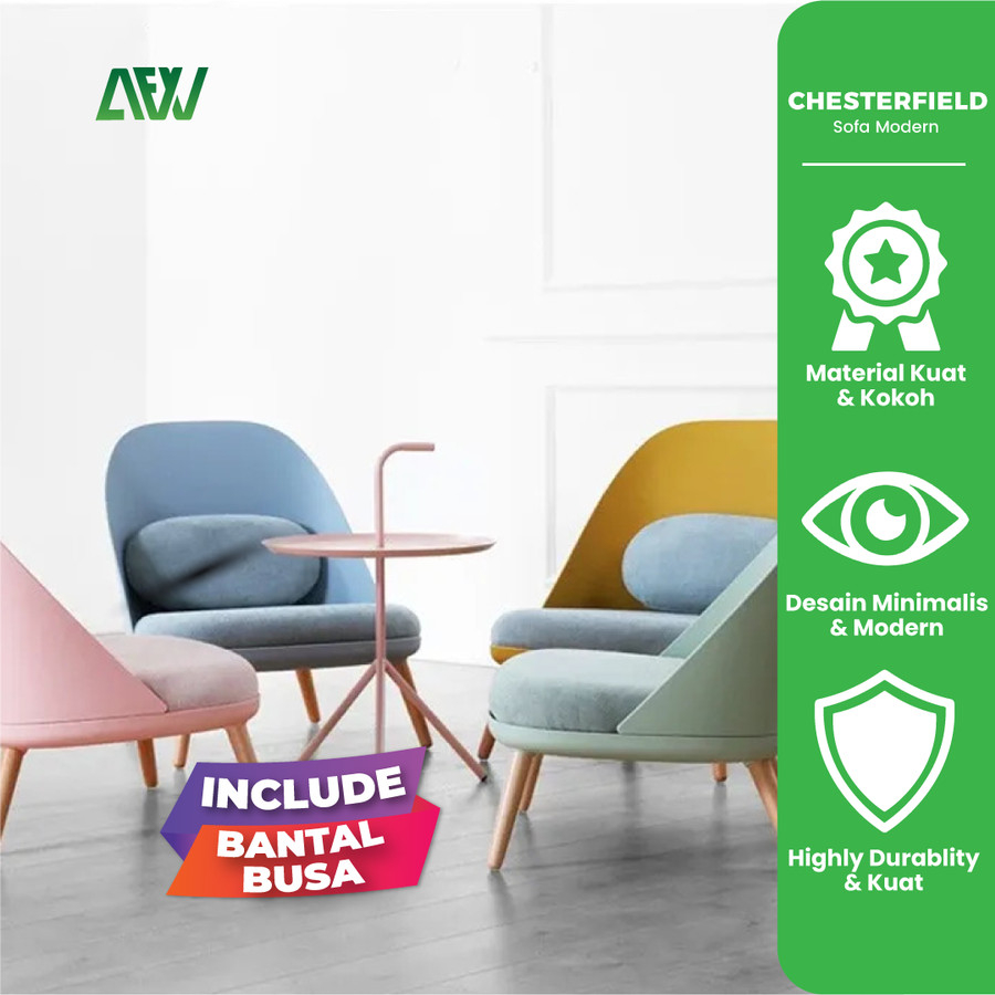 CHESTERFIELD Sofa Modern Nordic Lounge Chair Kursi Santai Multifungsi