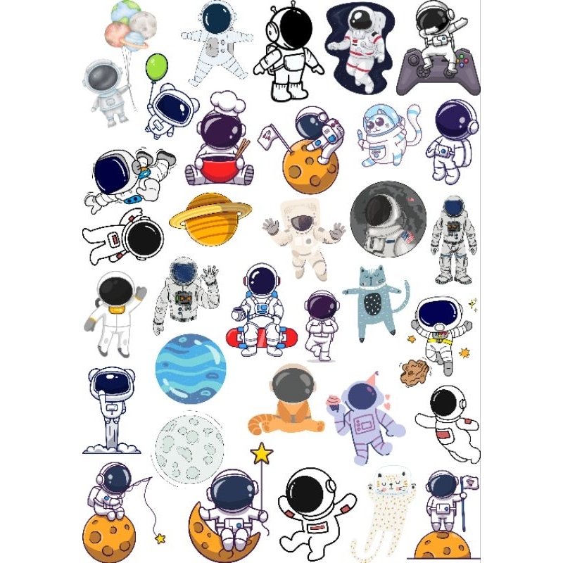 

25 pcs stiker astronot random aesthetic journal planner cute