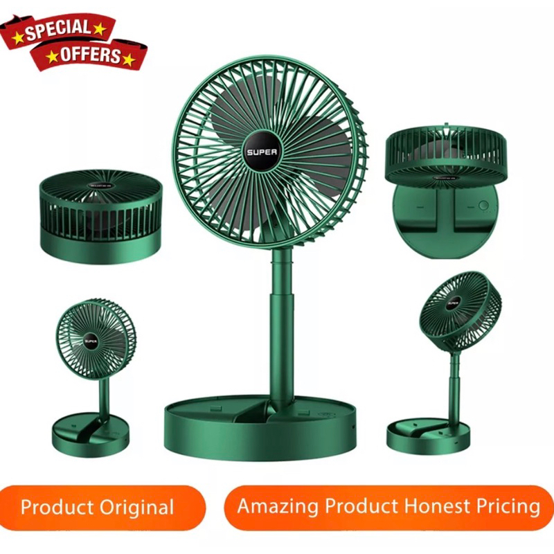 KIPAS ANGIN HY 165mm LIPAT BERDIRI - FOLDING FAN PORTABLE - KIPAS MEJA - CHARGE ISI ULANG HANGYAN CAS ULANG