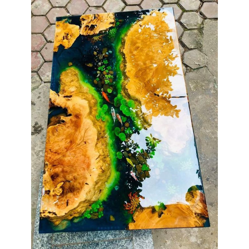 meja resin epoxy / meja makan minimalis / meja belajar