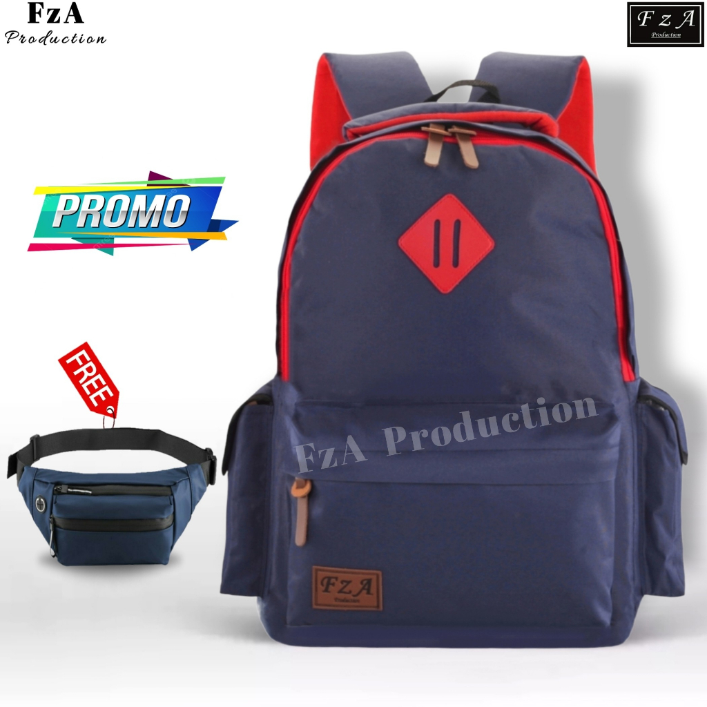 FzA Official -Tas Ransel anak laki laki - Tas Ransel Anak Sekolah - Tas Ransel Sekolah anak laki-laki anak perempuan Backpack Sekolah Anak [ High Quality ] - Navy Kids FREEE Tas Slempang