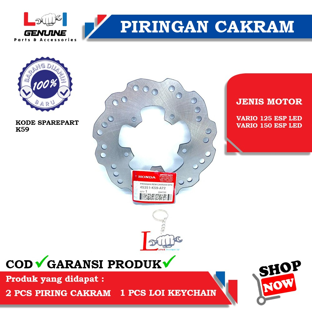 -LOI- PIRINGAN REM CAKRAM DISPAD DEPAN HONDA VARIO 125 ESP LED, VARIO 150 ESP LED NEW K59