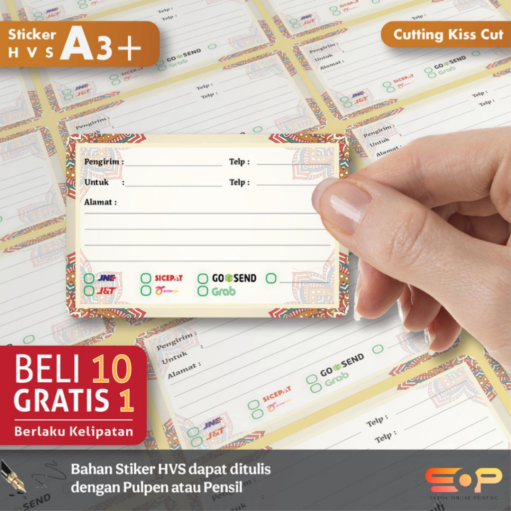 

Cetak Stiker Sticker HVS A3+ (Print + Cutting)