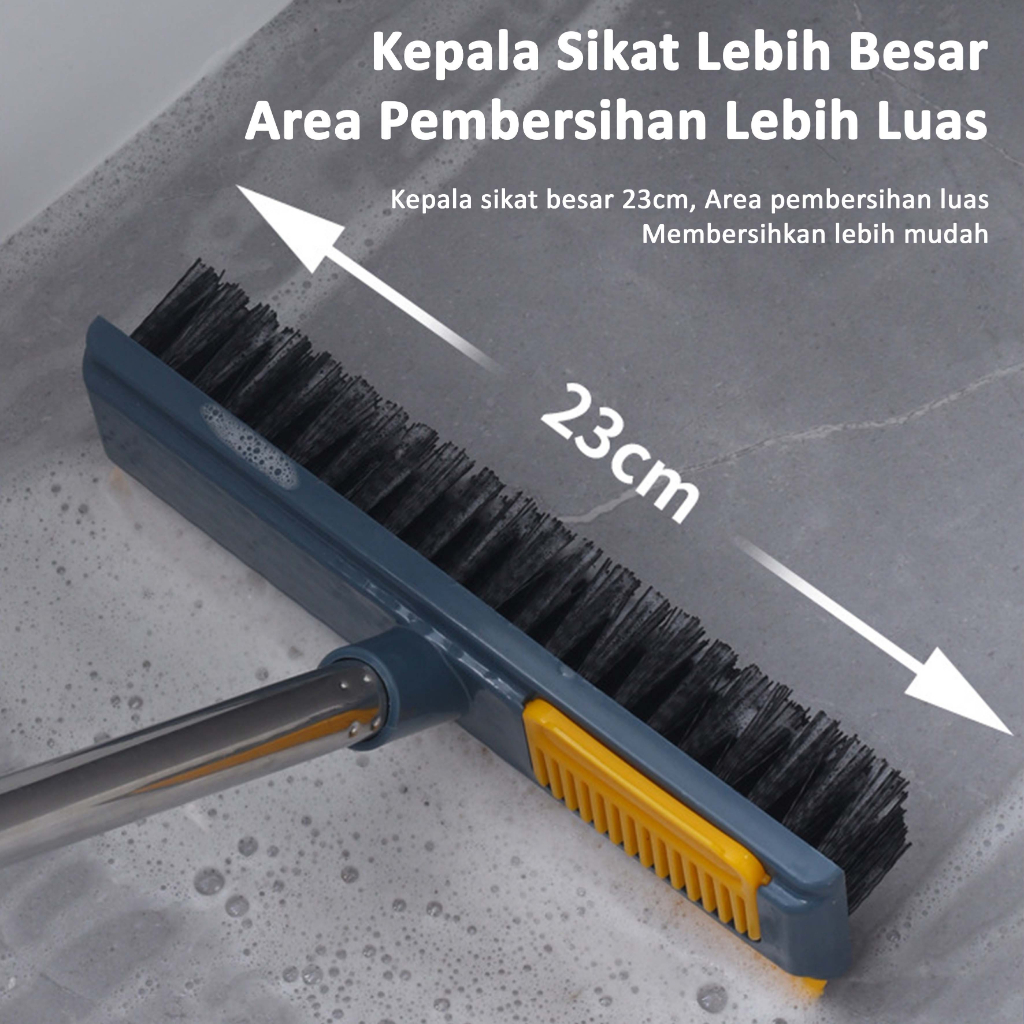 Sikat Lantai WC 2IN1 Wiper Sikat Pembersih Gagang Panjang Toilet Multifungsi