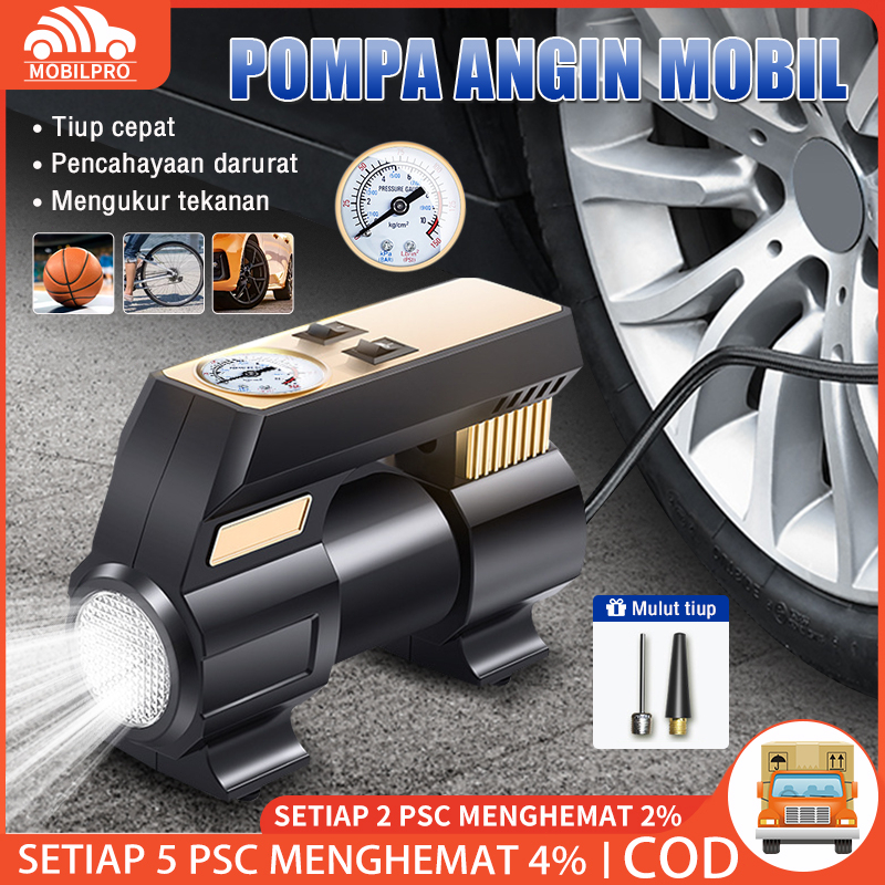 12V Pompa Udara Mini Inflator Ban Mobil Portabel 30 Silinder Kompresor Udara Otomatis dengan Lampu LED Tampilan Digital Kompresor Udara Mobil Dengan 2 Nozel