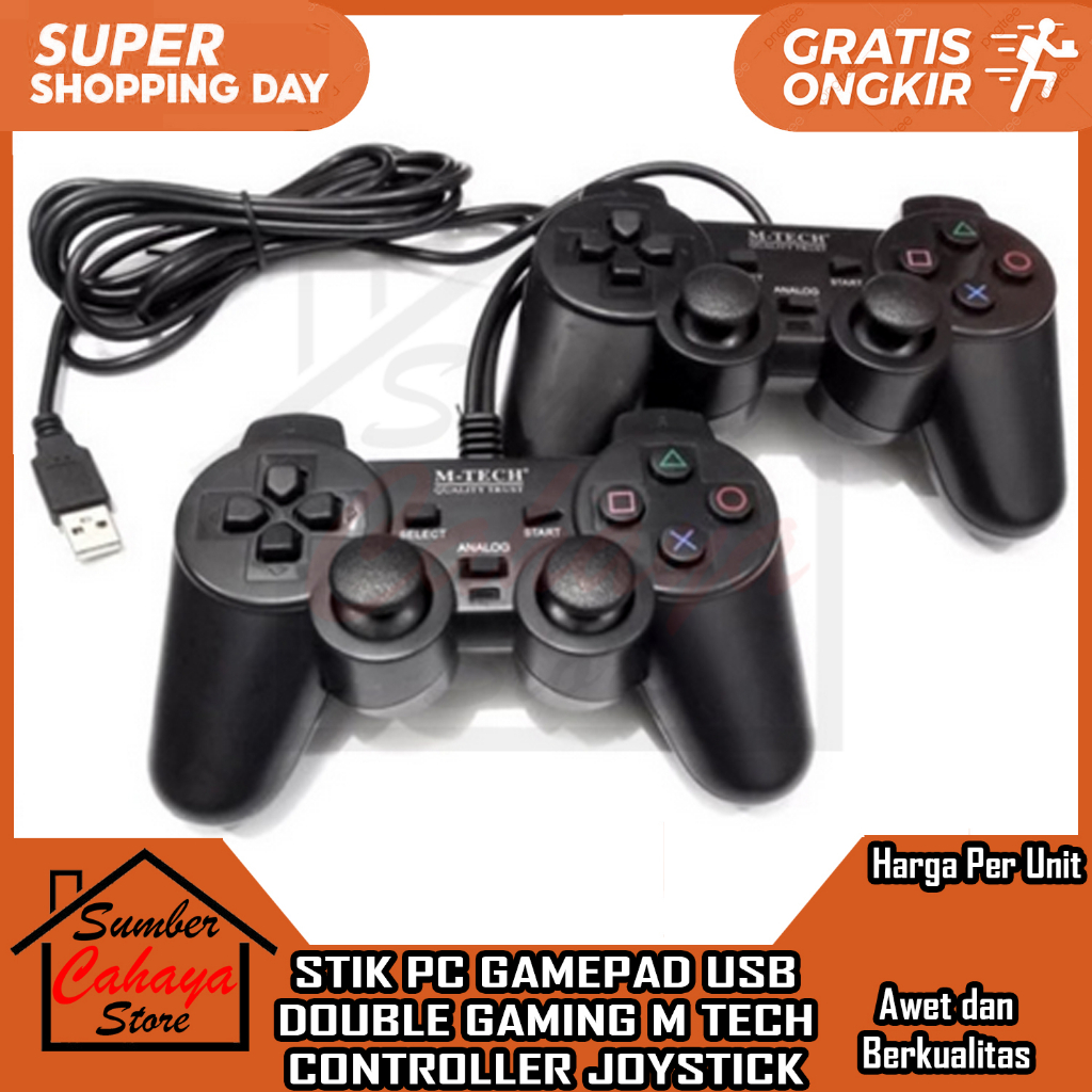 Stick Dualshock Double Joystick Gamepad Usb Stik Komputer Pc Laptop Hitam Game Pad Doubel Dobel Dobl