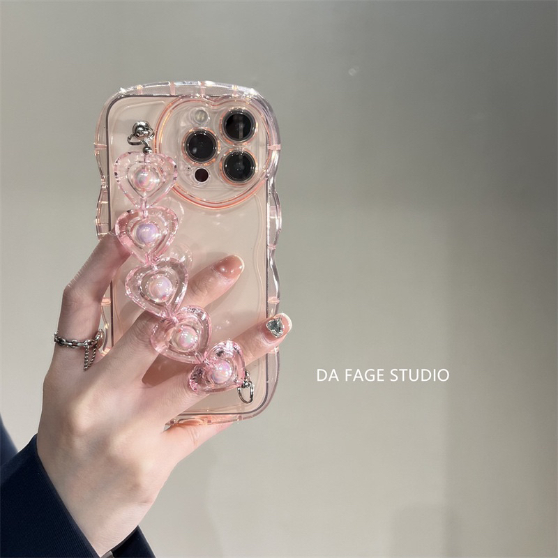 Transparan Pink Candy with Heart Holder Softcase Casing Case HP Lucu iphone XS XS Max XR 11 Pro Max 12 Pro Max 13 Pro Max 14 Pro Max