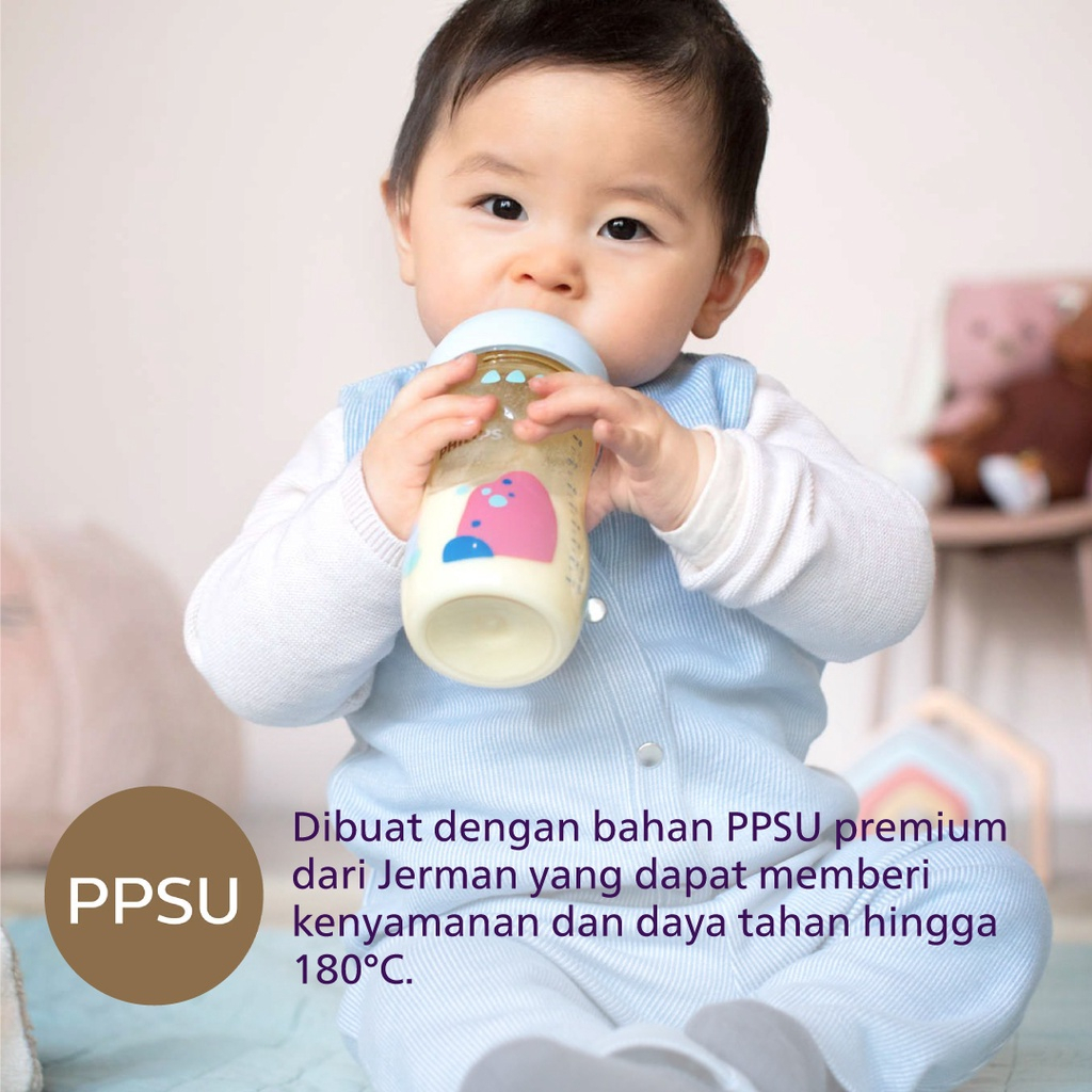 Philips Avent Natural PPSU Twin Bottle 1M+ 260ml / 9Oz Botol Susu Bayi