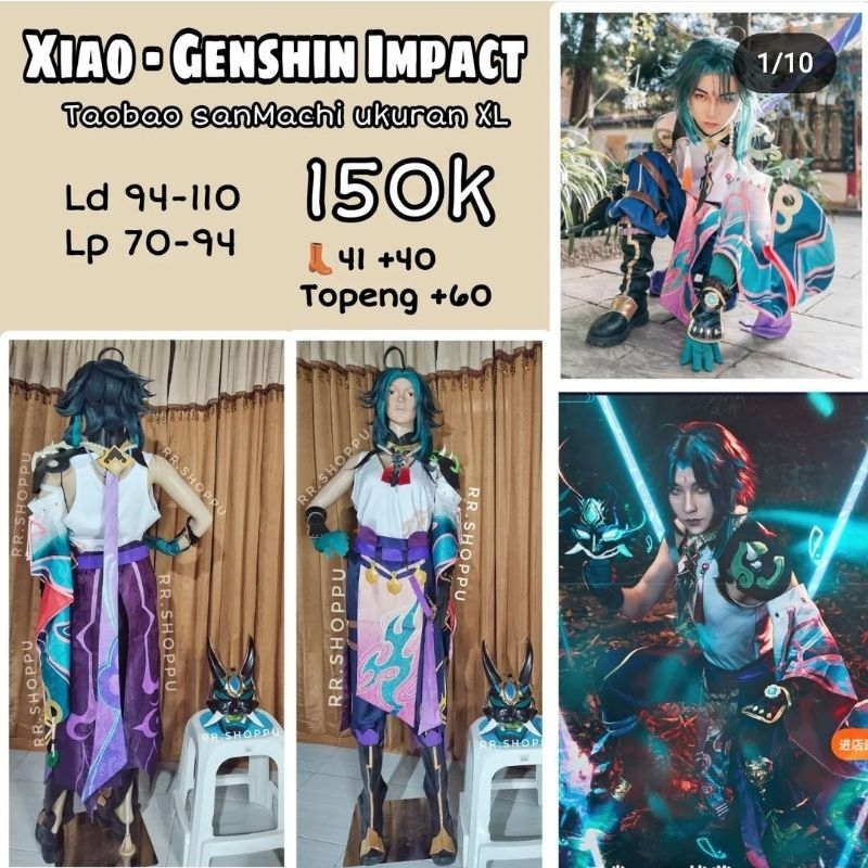 Rental kostum cosplay Xiao+sepatu+topeng