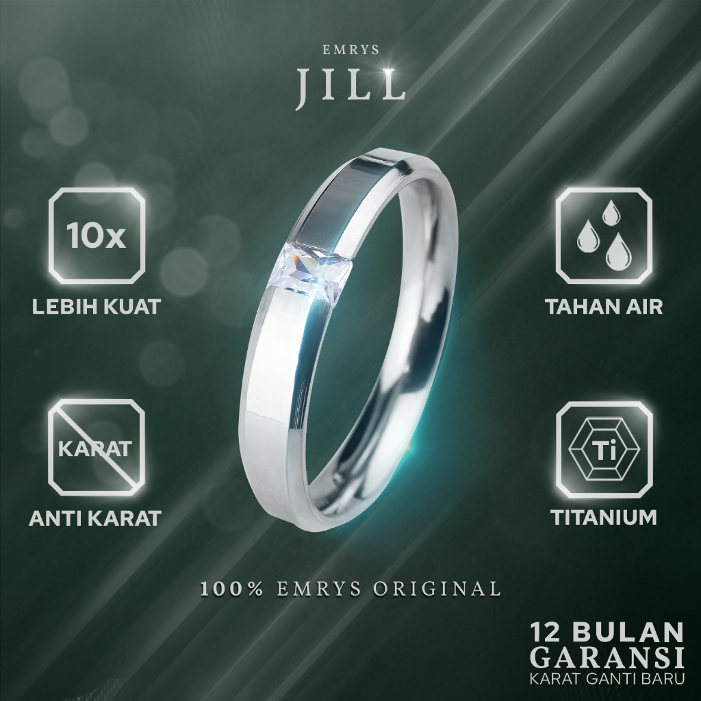 Emrys Premium Ring JILL Real Titanium Anti Karat Cincin Titanium Pria Wanita