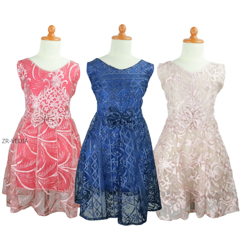 Dress Keira Uk Bayi - 8 Tahun / Dres Brukat Kensi Anak Perempuan Baju Baby Import Gaun Kondangan