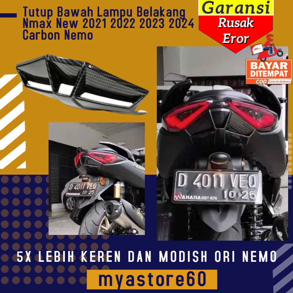 Tutup Bawah Lampu Belakang Nmax New 2021 2022 2023 2024 Carbon Nemo / Tutup Lampu Variasi Nmax Aksesoris Nmax 2021 2022 2023 2024