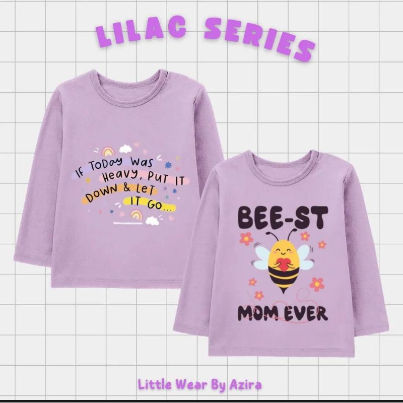 Kaos Anak Lengan Panjang/Kaos Anak Tangan Panjang-Atasan Anak Warna Ungu Lilac