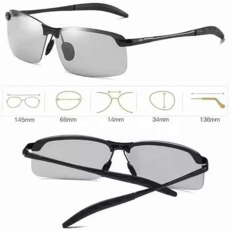 Kacamata UV 400 Photochromic Polarized Anti Silau Siang Dan Malam Sunglass G400306