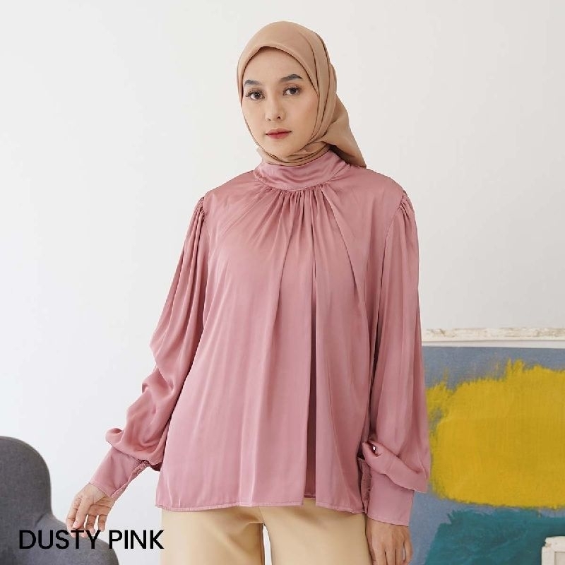 Atasan Wanita Blouse Satin Premium Lengan Balon