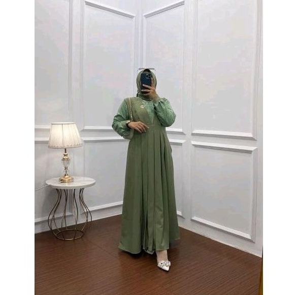 Ilona dress linen mix brokat ootd style modis baju kondangan masa kini