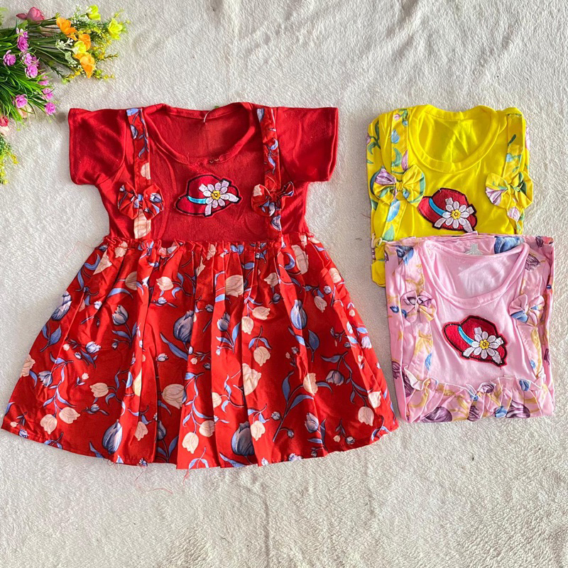 Dress Anak 1 2 3 Tahun cewek perempuan Baju Bunga ( Dress Bunga Tulipa )