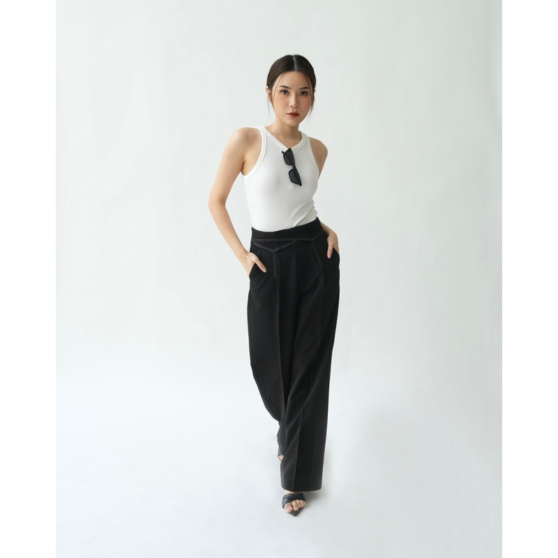 Niche The Label - Morgan Pants in Charcoal Black - Celana Kulot Wanita